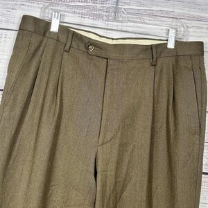 Trussini Men's Wool Cuffed Trousers Pants 36 x 29 Dark Brown Classic Italy FLAW